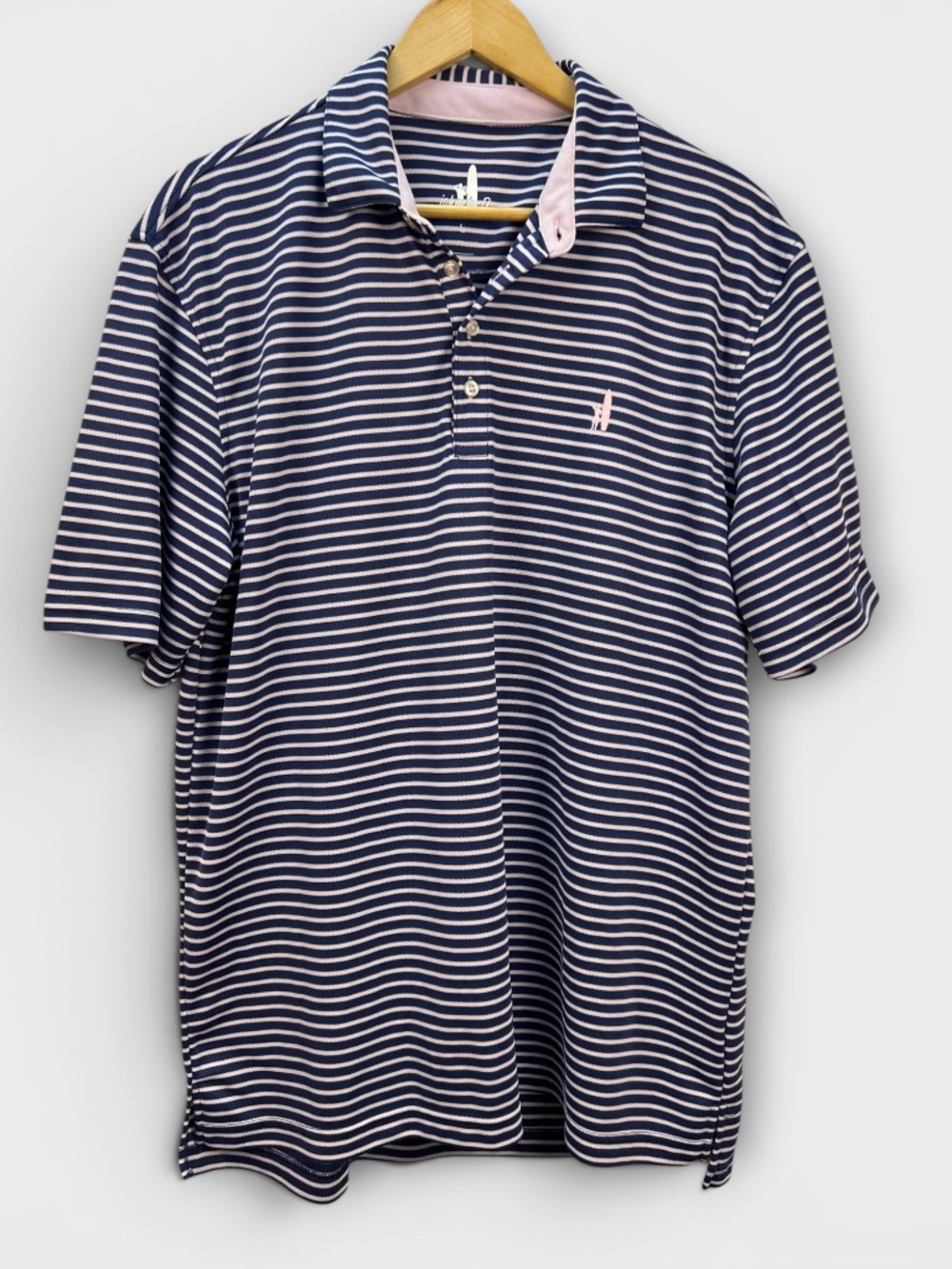 Johnnie O Short Sleeve Golf Polo Shirt Prep-Formance Mens Large Purple Striped